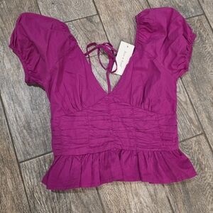 Nwt Sim & Sam Magenta Ruched Cropped Top Small Concert Festival